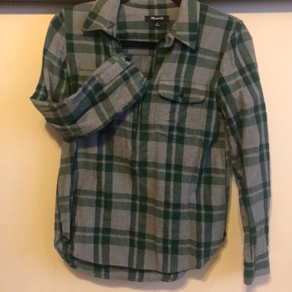Madewell Green and Gray Flannel Shirt